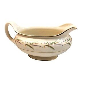Nautilus Eggshell USA Gravy Boat Pitcher Autumn Floral Design & Gold Trim Vinta